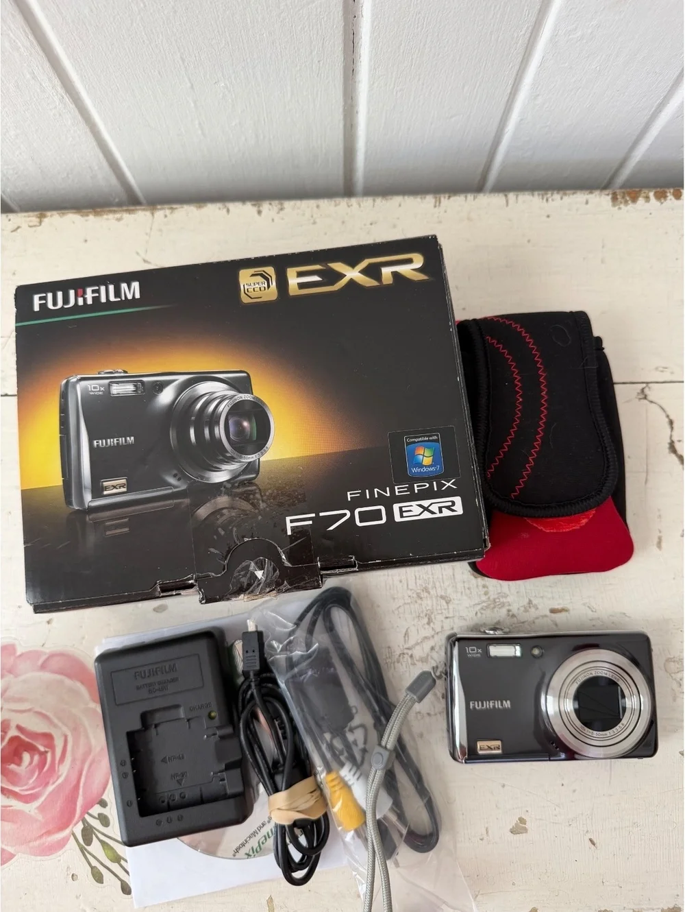 Fuji-film FinePix F70EXR 10MP Digital Camera with Charger, Cables, and Protectiv